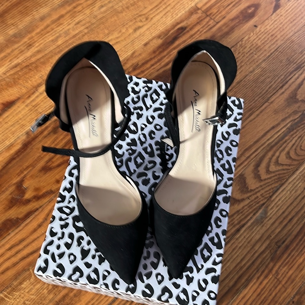 High heel black shoes size 8 $20